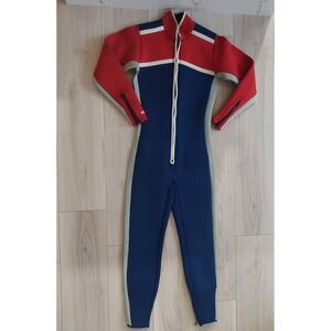 Yamaha Wetsuit Vintage Neoprene Nelson Rigg Full Body Red Blue Full Zip Suit USA